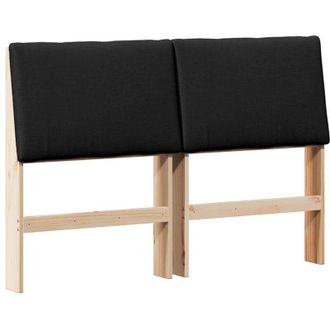 vidaXL Upholstered Headboard Black 160 cm Solid Pine Wood vidaXL