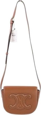 Celine Pre-owned Folco Cuir Triomphe Kalfsleren Schoudertas - Dames - Vintage Schoudertas - Bruin - ONE Size - Leer - Vintage