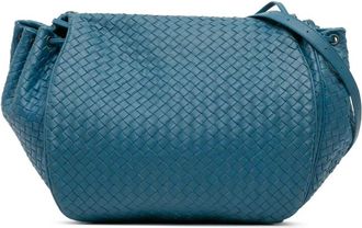 Bottega Veneta Pre-owned Cross Body Bags, female, Blue, Size: ONE SIZE Pre-owned Woven Leather Handbag with Adjustable Shoulder Strap Stylish and Versatile