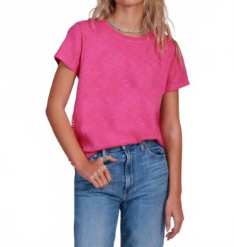 Dylan Contrast Stitch Crew Neck Tee In Pink Natural