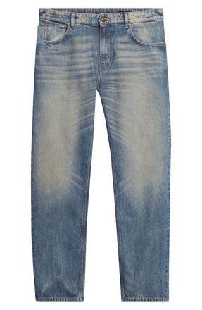 Balmain Slim Straight Leg Jeans in Blue at Nordstrom, Size 30