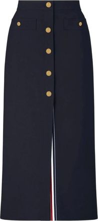 Thom Browne Rokken, Dames, Blauw, S, Wol, High Waisted Button Front Cardigan