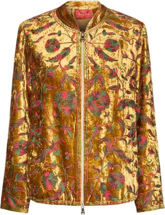 Elena Miro Bomber in velluto ricamato - - Jackets - Donna - Giallo - M