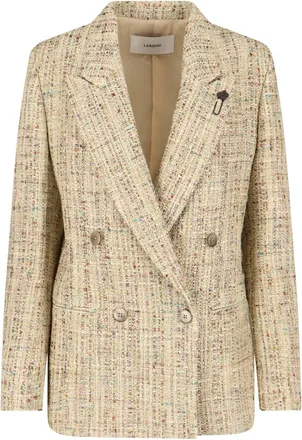 Lardini Double-Breasted Textured Tweed Jacket