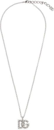 Dolce & Gabbana Ketting met logo-vormige hanger - Dames - Kettingen - Grijs - ONE Size - Leer - Accessoires