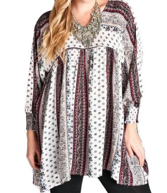 Velzera Paisley Baby Doll Tunic In Off White