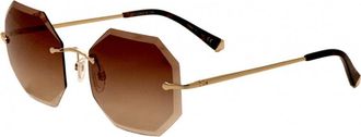 Kate Young for Tura Womens K541-BRN-59 K541 59 BRN Luna Sunglasses - Gold - One Size