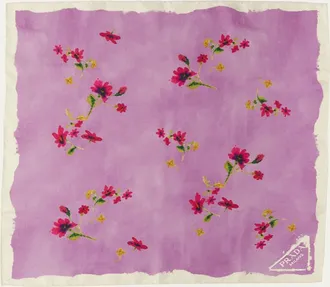 Prada Flower-Print Silk Twill Scarf