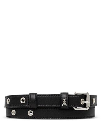 Patrizia Pepe logo-charm buckle belt - women - Calf Leather - L - Black