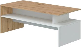 Dmora Tavolino Da Salotto Vail, Tavolino Soggiorno, Tavolino Da Caff&egrave;, Tavolo Basso, 100x50h43 Cm, Rovere Nodi E Bianco Lucido, Con Imballo Rinforzato - Dmo