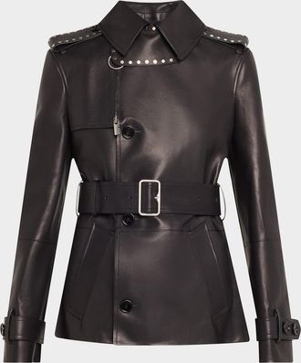 Burberry Studded Leather Trench Jacket