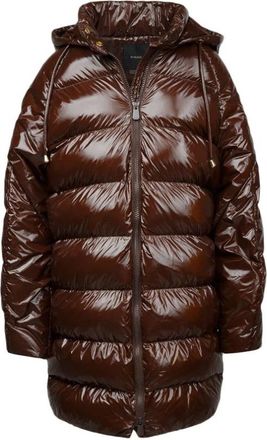 Pinko Gewatteerde Parka Crystal Nylon - Dames - Parka Jassen - Bruin - S - Nylon - Jassen