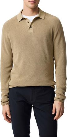 Rodd & Gunn Eastern Bush Long Sleeve Cotton Rib Polo Sweater in Camel at Nordstrom, Size Xxx-Large