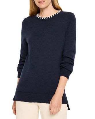 Nic+Zoe Nic+Zoe Petite Cashmere-Blend Blanket Stitch Sweater