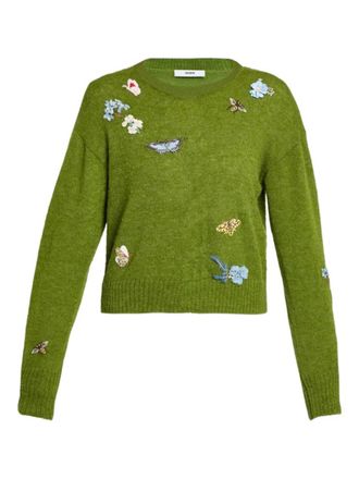 Erdem embellished crew-neck sweater - Green