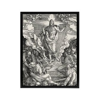 Artery8 Great Passion The Resurrection Durer Framed Canvas Wall Art Print in Grey | Size: W24 x H32