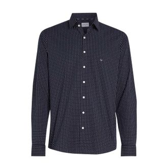 Calvin Klein Heren Microprint Poplin Slim Fit Langarmshirt (Blauw)