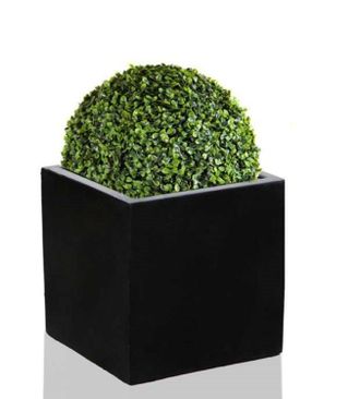 PRIMROSE Black Polystone Square Cube Planter with Drainage Hole & Bung 52cm