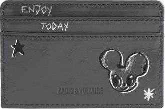 Zadig&Voltaire graphic-print cardholder - women - Calf Leather - One Size - Grey