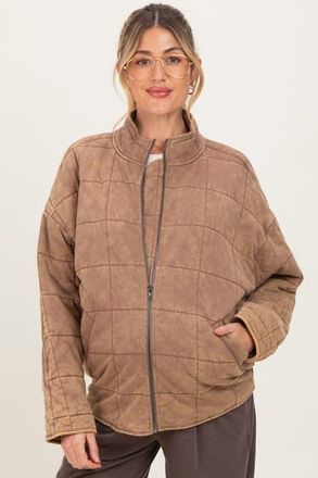 Pinkblush Quilted Oversized Jacket in Mocha at Nordstrom, Size Large
