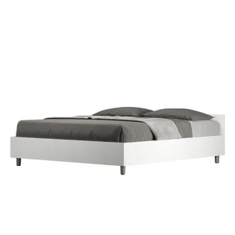 ITYhome Letto Matrimoniale Senza Rete 160x190 Bianco Frassino Nuamo