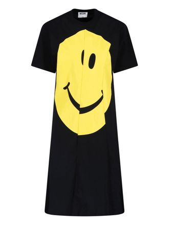 Moschino Black A-line Smiley Graphic Mini Dress