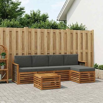 vidaXL Vidaxl Set Di Divani Da Esterno 6 Pz Naturale E Antracite