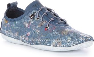 Justinreess England Lita Womens Metal Floral Put On Daily Wear Shoes (Blue Multi, UK 7)
