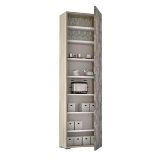 Dmora Armario Multiusos Ddarbo, Mueble Lineal Con 1 Puerta Y 7 Baldas, Columna De Entrada O Ba&ntilde;o, Zapatero Moderno, 100% Made In Italy, 50x30h182 Cm, Olmo Y