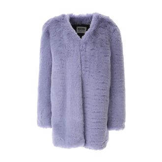 Moschino Faux Fur & Shearling Jackets, female, Purple, Size: M Teddy Long Jacket