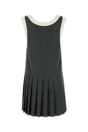 Miu Miu Womens Dark Grey Wool Mini Dress Ardesia Abiti