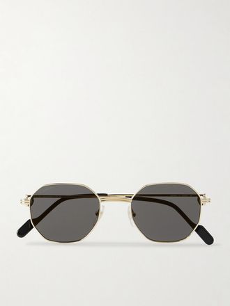 Cartier Occhiali Da Sole In Metallo Dorato Con Montatura Esagonale Première De Cartier - Oro