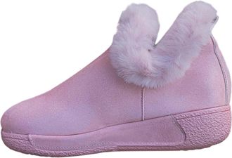 Generic Womens Winter Snow Boots - Ankle Booties, Fleece Lined Faux Suede, Waterproof Casual Hiking Shoes(Pink,8.5)