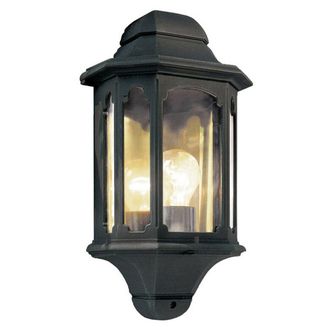 Loops Outdoor IP44 1 Bulb Half Lantern Wall Light 5 Sided Black LED E27 100W