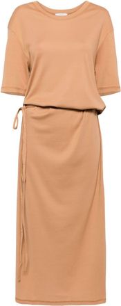 Christophe Lemaire belted rib T-shirt dress - women - Cotton - M - Brown