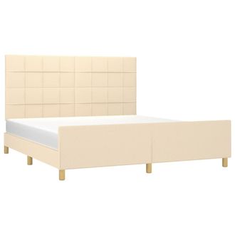 vidaXL Cama Sin Colch&oacute;n Tela Color Crema 160x200 Cm Vidaxl