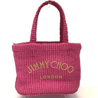 Jimmy Choo London Pink Raffia Tote Bag (Pre-Owned)
