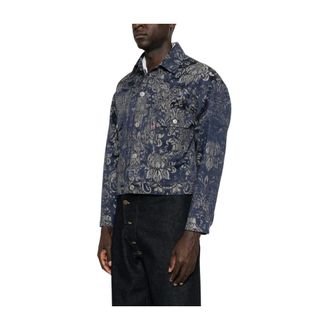 Junya Watanabe Denim Jackets, male, Multicolor, Size: S W-Name 2ND Type Jacquard Jacket