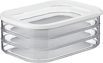 OEM Caja Triple Para Almacenar Embutidos - Blanca - Mantiene Los Embutidos Frescos En El Refrigerador - Tres Cajas Individuales Para Almacenar - Apta Para
