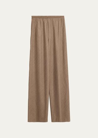 Maria McManus Bias Cut Wide-Leg Wool Pull-On Trousers