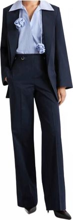 Marella Straight Fit Gabardine Trousers In Navy