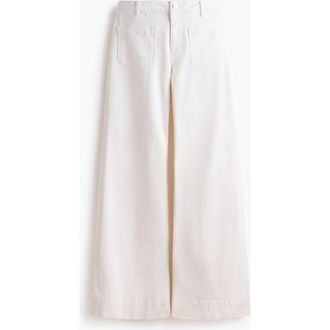 H&M Wide High Waist Jeans in Ivory at Nordstrom, Size 14