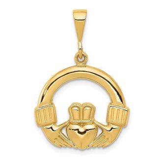 Diamond2Deal 14k Yellow Gold Claddagh Pendant