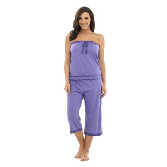 Tom Franks Bandeau Pyjama Set with Tile Print Detailing Lilac 12-14