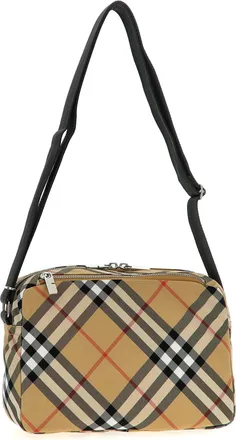Burberry Check-Print Canvas Crossbody Bag - Beige
