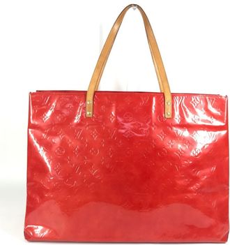 Louis Vuitton Red Color Rouge Monogram Vernis Canvas Boston Bag Shoulder Bag Tote Bag (Pre-Owned)