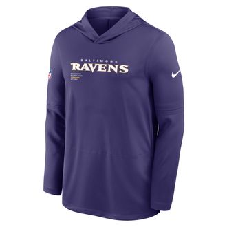 Nike Baltimore Ravens Pure Fury Sideline Nike Mens Dri-FIT NFL Long-Sleeve Hooded Top in Purple | 03B952M8G-P8B
