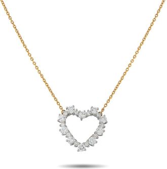 Tiffany & Co. Pre-Owned Tiffany Co. 18K White Gold, Yellow Gold 0.63ct Diamond Heart Pendant Necklace TI16 031226