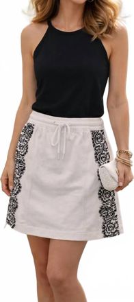 Moschino Mini Skirt With Printed Lace Design In White