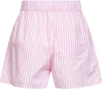MC2 Saint Barth Womens Shorts Boxy Boxer-Style Micro-Striped Pink Cotton